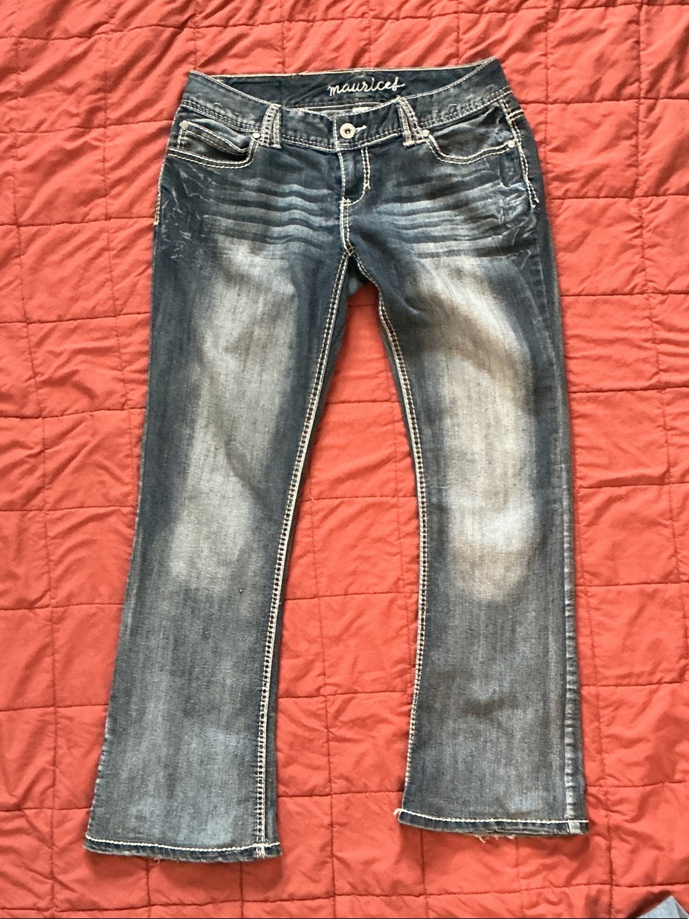 Maurices Faded Dark Blue Flare Jeans